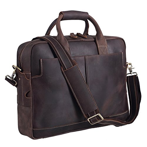 Brown LB1 High Performance Leather Unisex Business Messenger Bag Briefcase Bag for HP Pavilion DV4T 1400 Notebook Laptop 